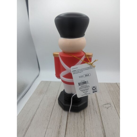 Christmas 11” Blow Mold Table Top Toy Soldier Lights Up Shelf Red - Picture 3 of 4